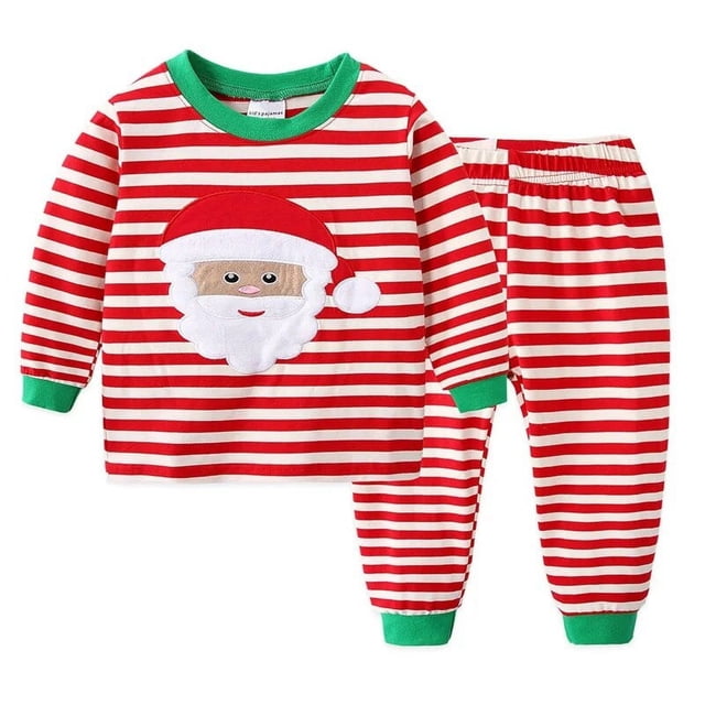 Ropa de dormir de algodón para bebé, Conjunto de pijama informal de Papá Noel para niños y niñas, conjuntos de ropa para niños de 2 a 7 años