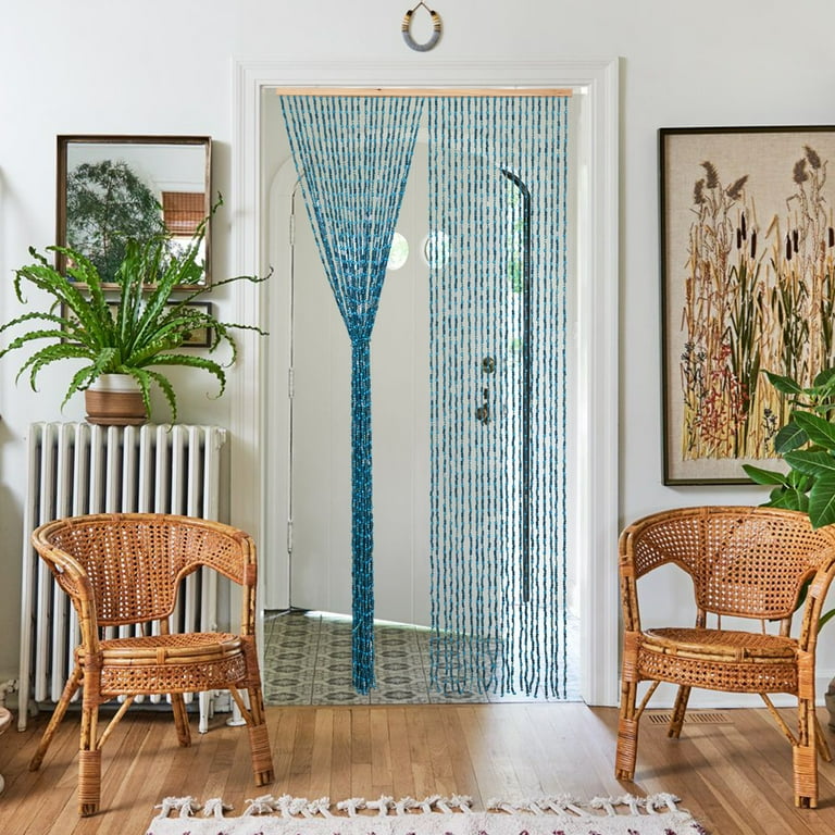 ANMINY Bamboo Bead Door Curtain Handmade Beaded Curtain for