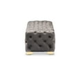 thumbnail image 3 of Avara Glam and Luxe Gray Velvet Fabric Upholstered Gold Finished Button Tufted Bench Ottoman, 3 of 5