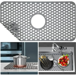 GUUKIN Sink Protectors for Kitchen, 18 3/16''x 12 1/2'' Silicone Kitchen  Sink Mat Grid for Bottom of Farmhouse Stainless Steel