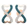 thumbnail image 2 of Dazzlingrock Collection 0.20 Carat (ctw) Round Blue & White Diamond Heart Shaped Infinity Pushback Stud Earrings for Women in 18K Rose Gold, 2 of 4