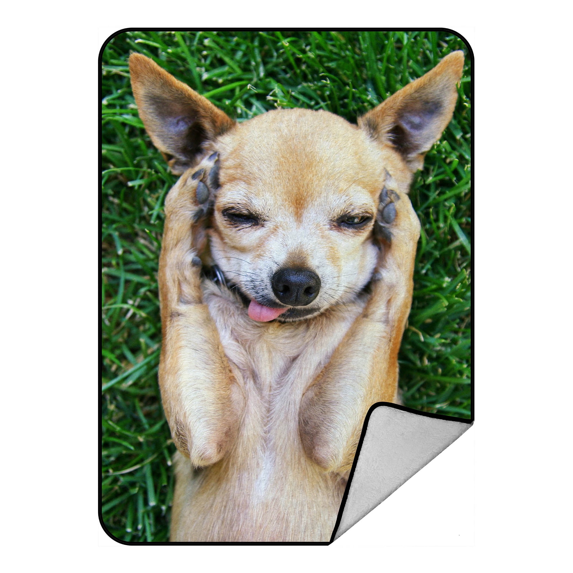 YUSDECOR Funny Animals Cute Chihuahua Dog Paw on Head Blanket Crystal Velvet Front and Lambswool Sherpa Fleece Back Throw Blanket 58x80inches Walmart