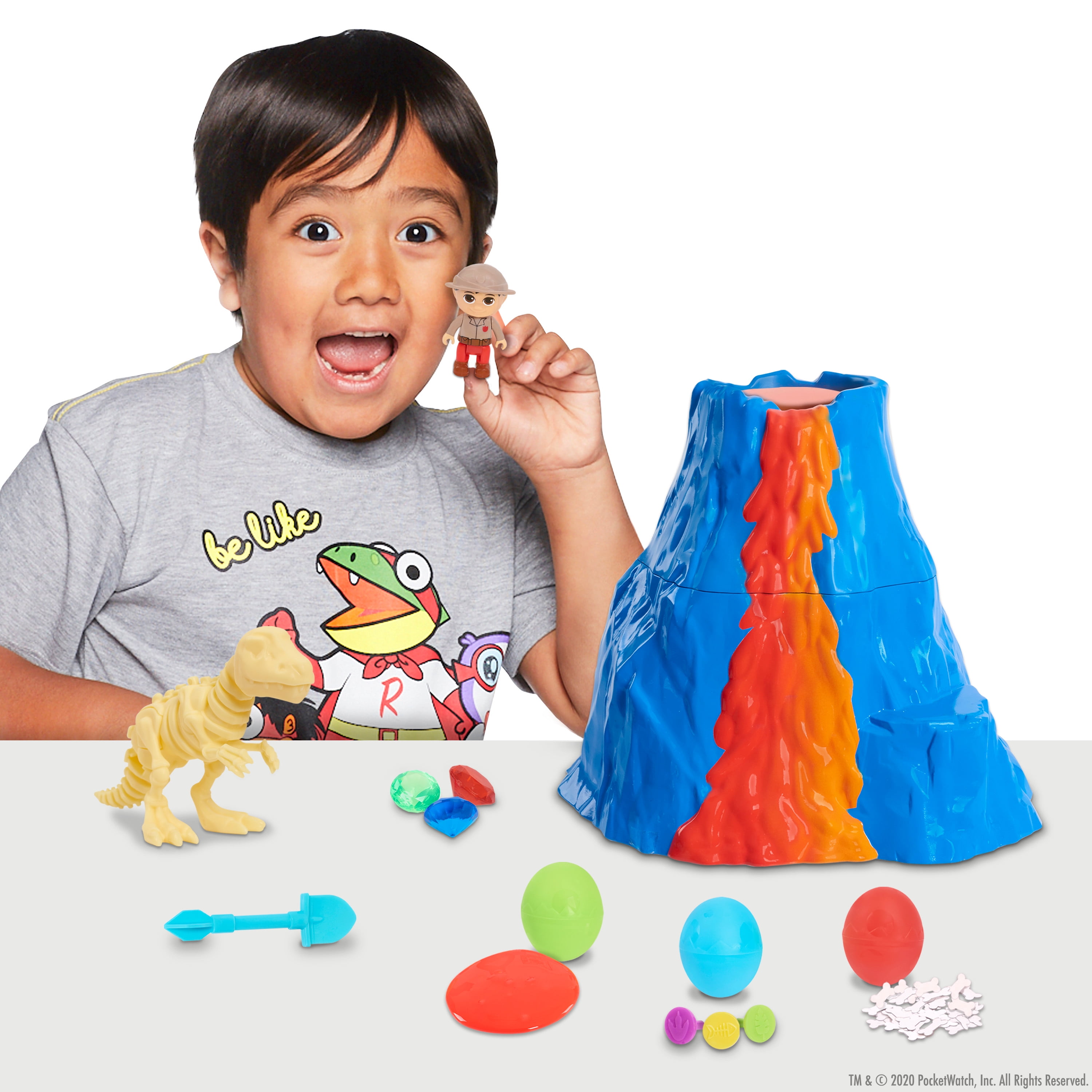 Ryan’s World Dino Universe Fizz N' Dig Volcano Surprise, 11 surprises inside,  Kids Toys for Ages 3 Up, Gifts and Presents