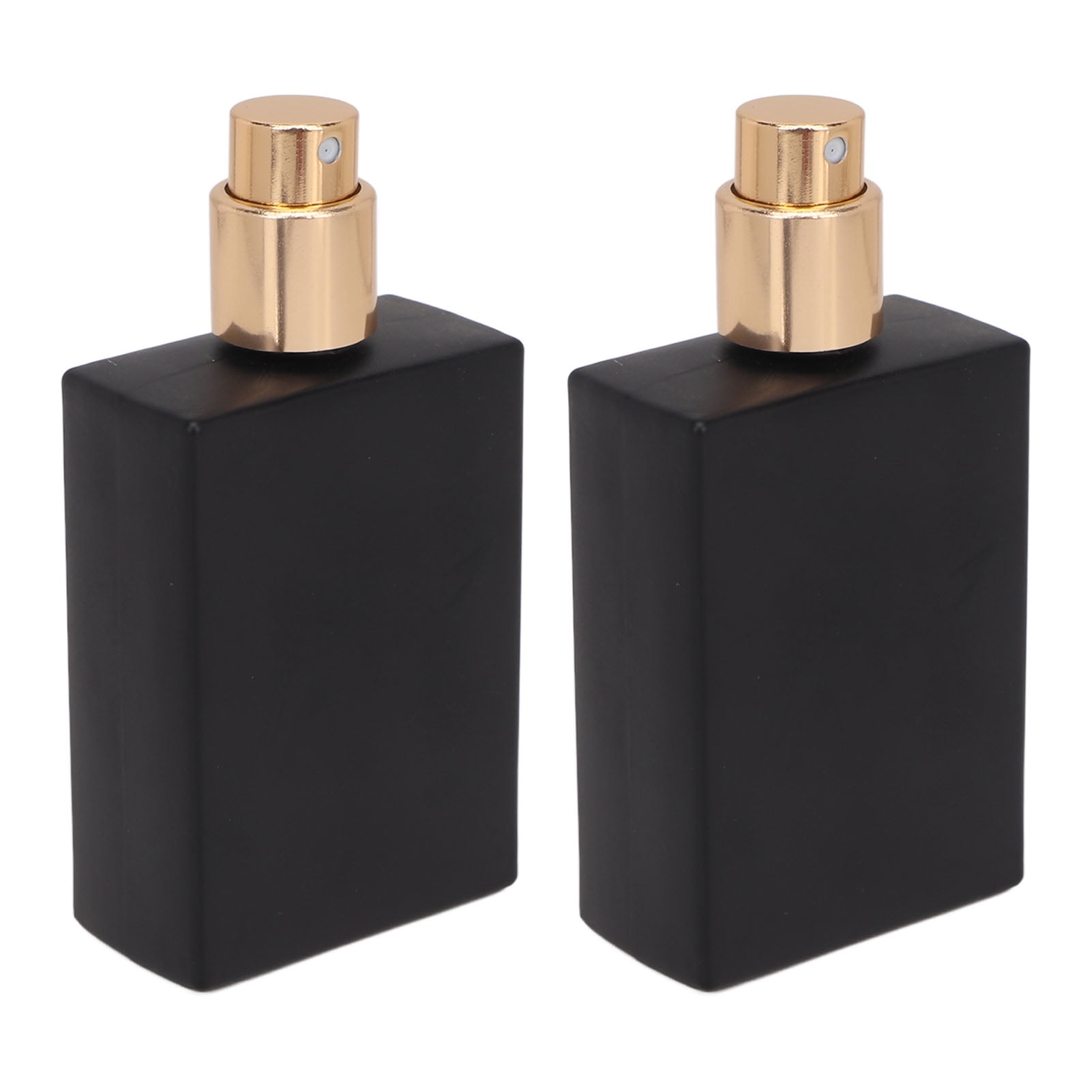 Riousery 2pcs Glass Spray Perfume Bottle Leakproof Golden Atomizer Black 1.01 oz / 30 ml Travel Dispenser