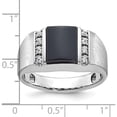 thumbnail image 2 of 10K White Gold Ibgoodman Men's Satin Onyx And Diamond Complete Ringsize 10 (Width 11.9) - Jbsp, 2 of 5