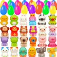 thumbnail image 1 of Huevos de Pascua rellenos con juguetes de animales blandos para niños, paquete de 24, 1 of 5