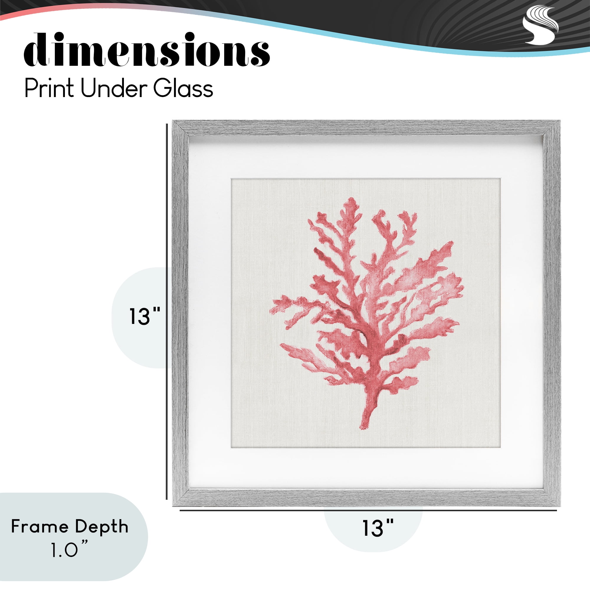 Stupell Industries Rosy Pink Coral Branch Gray Framed Print Under Glass, design by Janet Tava