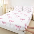 thumbnail image 3 of Castle Fairy Girly Ribbon Bow Bed Sheets,Dreamy Stripes Polka Dots King Sheets, 3 of 7
