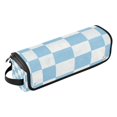 thumbnail image 2 of Hair Tool Organizer Bag with Heat Resistant Mat Removable Travel Storage Case for Hot Air Brushes Curling Irons Light Blue and White Checkered, 2 of 8