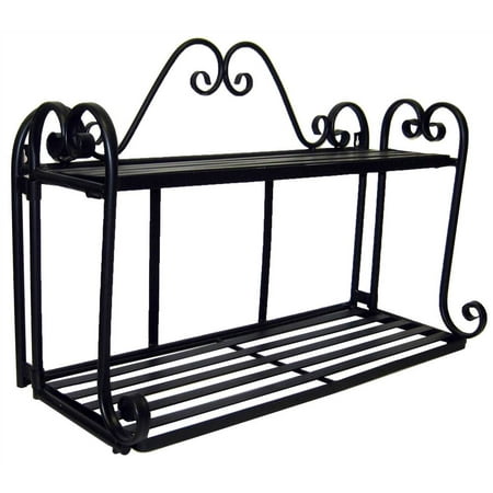 Folding Scroll Double Wall Shelf in Black - Walmart.com
