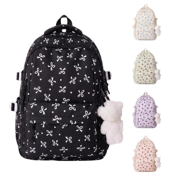 FYDUU Backpack for Teen Girls Lightweight Bow School Bookbag Kids Casual Daypack Large Capacity Fashion School Bag Bookbag