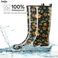 thumbnail image 3 of SMILIN Colorful Rain Boots for Women,Mid-Calf Waterproof Anti-Slip Slim Calf Garden Shoes,Black Sunflower,US Size 11, 3 of 8