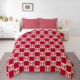 thumbnail image 1 of Erosebridal Ensemble de Couette Simple à Carreaux Rouges, Ensemble de Couette Simple avec Jolis Nœuds Papillon, Déco de Chambre Géométrie Buffalo, Réversible 2 Pcs, 1 of 8