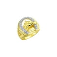 thumbnail image 4 of RYLOS Yellow Gold Plated Silver Designer Men's Lucky Horseshoe Ring, with Diamonds Size 12, 4 of 5
