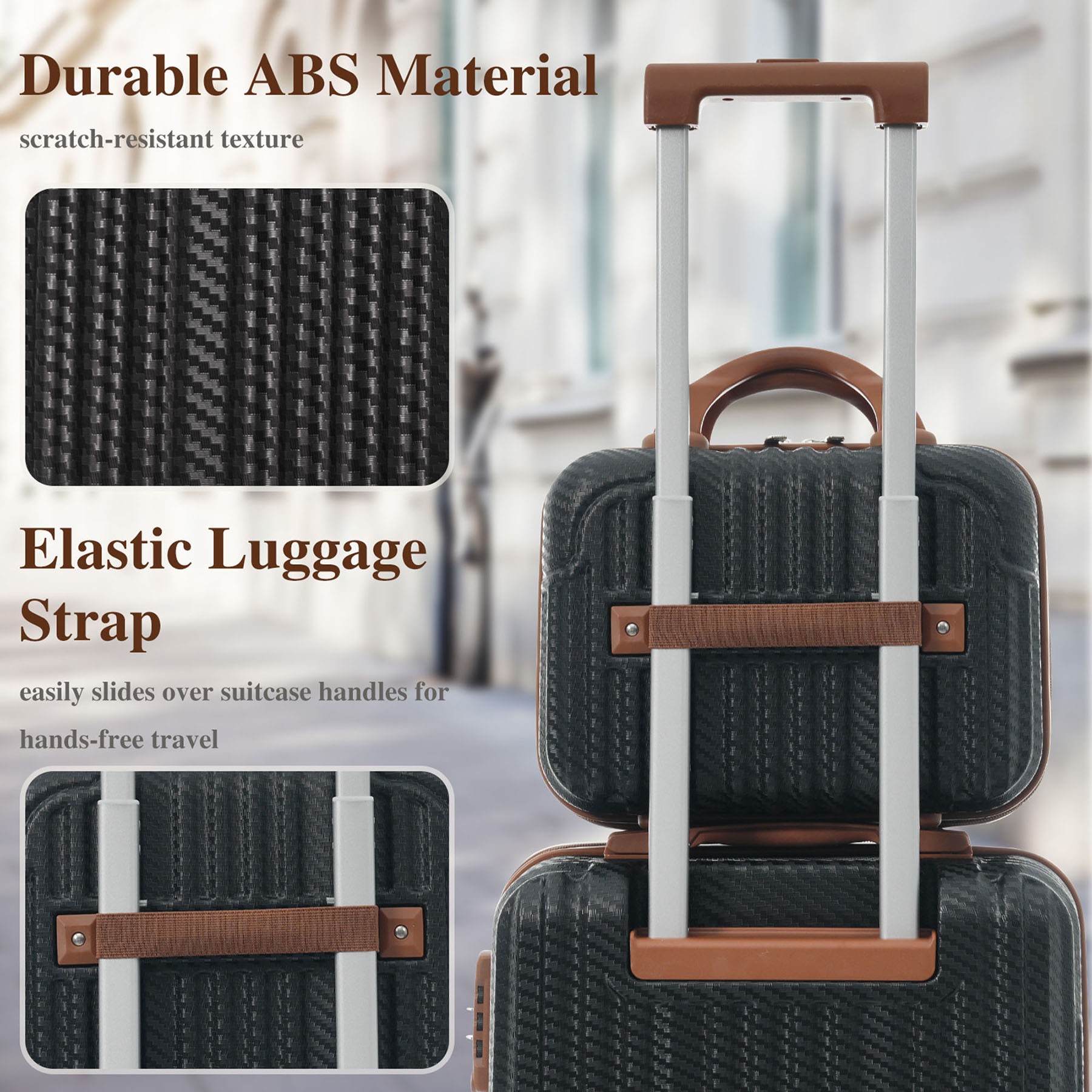 S-HOME 6-Piece ABS Hardshell Luggage Set with Spinner Wheels, Includes Carry-On and Checked Sizes with TSA Locks