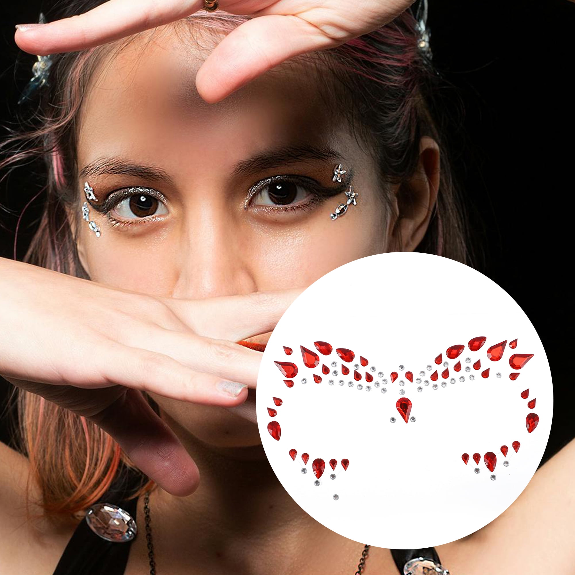 NOMADIC NOOK Eye-catching Face Stickers 4 Pcs Pink Red