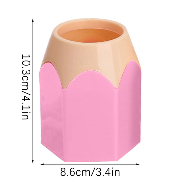 Pencils and Pens Desktop Storage Pot for Stationery, Plastic Pen Holder Organizer with Cute Design, 10.5 cm H x 7.5 cm W