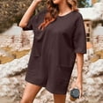 thumbnail image 2 of Uaswgudfs ​Shorts Romper for Women: Casual Loose-Fit Short-Sleeve Jumpsuit with Pockets - Breathable Cotton Summer Playsuit for Everyday Comfort Brown L, 2 of 9