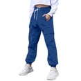 thumbnail image 5 of Gpaecead Trendy Boys And Girls Boys Cargo Pants Kids Elastic Waist Jogger Pants Casual Trousers With Pockets 3-12 Years Blue, 5 of 8