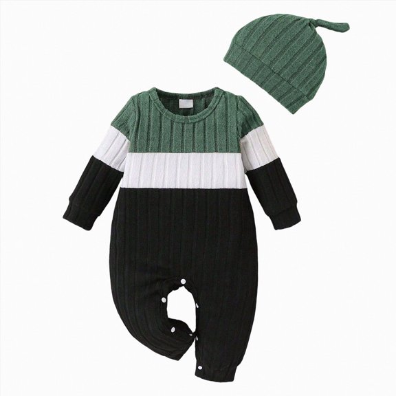 12-18 Months Toddler Newborn Long Sleeve Romper Hat Set Fall Winter Casual Jumpsuit Outfits Pjs Sleepwear