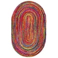 thumbnail image 3 of Safavieh Braided Collection BRD210A Handmade Boho Reversible Cotton Area Rug, 3' x 5' Oval, Red / Multi, 3 of 5