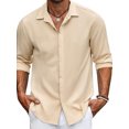 thumbnail image 1 of ZAXARRA Chemise Homme Col à Manches Longues Col Rabattu Chemise Boutonnée Solide Automne Casual Daily Tops Streetwear, 1 of 5