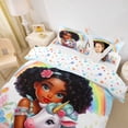 thumbnail image 3 of Metsweet Princess Floral Unicorn Twin Duvet Cover, Dreamy Rainbow Flowers Twin Bedding,2pcs,1 Duvet Cover and 1 Pillowcase, 3 of 6
