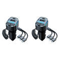 thumbnail image 1 of Adaptador Corriente para Automóvil Carga Rápida Compatible Con Dientes QC3.0 Tipo C Transmisor FM Azul, 1 of 7