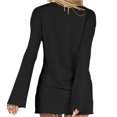 thumbnail image 4 of Solid Color Women Long Sleeve V-Neck Button Shirt Tops, 4 of 4