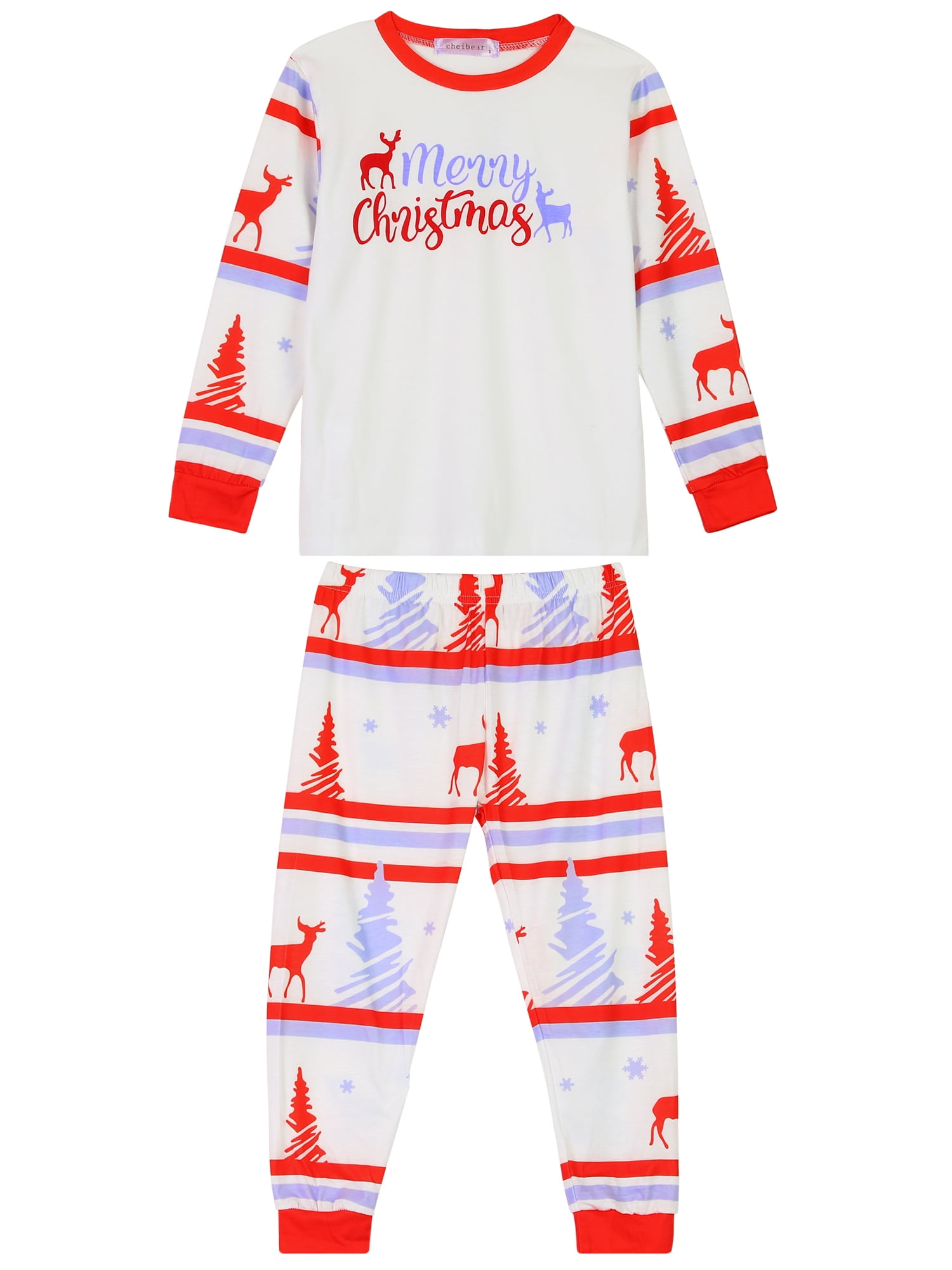 Unique Bargains Christmas Long Sleeve Tee with Pants Lounge Family Pajama Sets M Big Boys