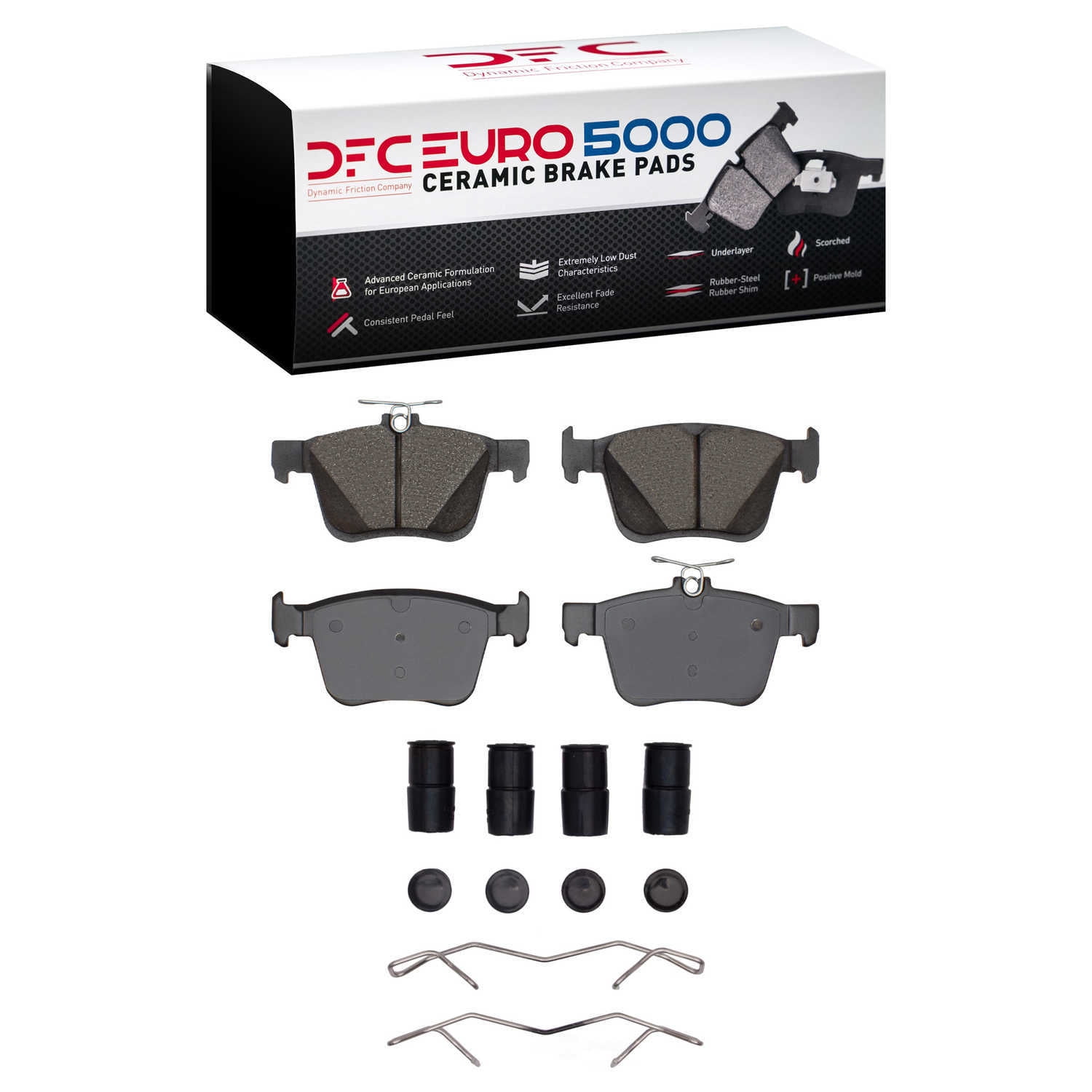 Dynamic Friction Company 1600-1761-01 DFC EURO 5000 Ceramic Brake Pads and Hardware Kit