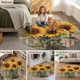 thumbnail image 6 of Vintage Summer Round Area&nbsp;Rug 6ft Sunflower Plant Rustic Wood Grain Farmhouse Non-Slip&nbsp;Washable Circle Rugs Soft Felt Indoor Floor Mat for Bedroom Kitchen Living Room Bathroom, 6 of 9