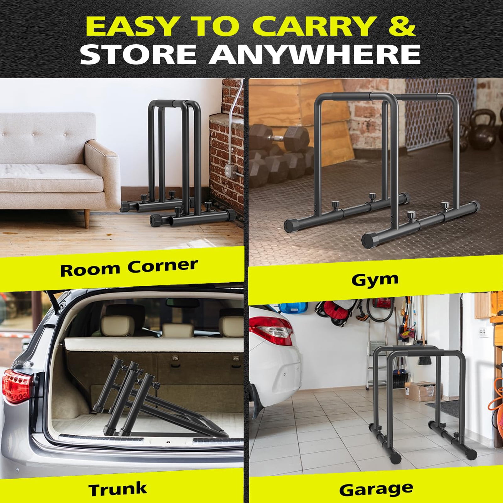 PROHIKER Adjustable Dip Bar Station, Heavy Duty Dip Stands Fitness Workout Dip Bar Station for Home Gym, Multifunctional Calisthenics Workout Equipment