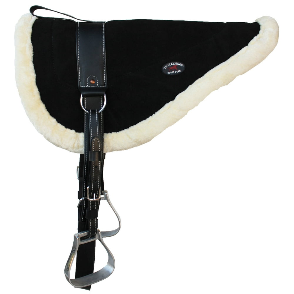 Horse SADDLE PAD Suede Leather Bareback Pad Treeless Stirrups Black 39136BK Horse SADDLE PAD Suede Leather Bareback Pad Treeless Stirrups Black 39136BK