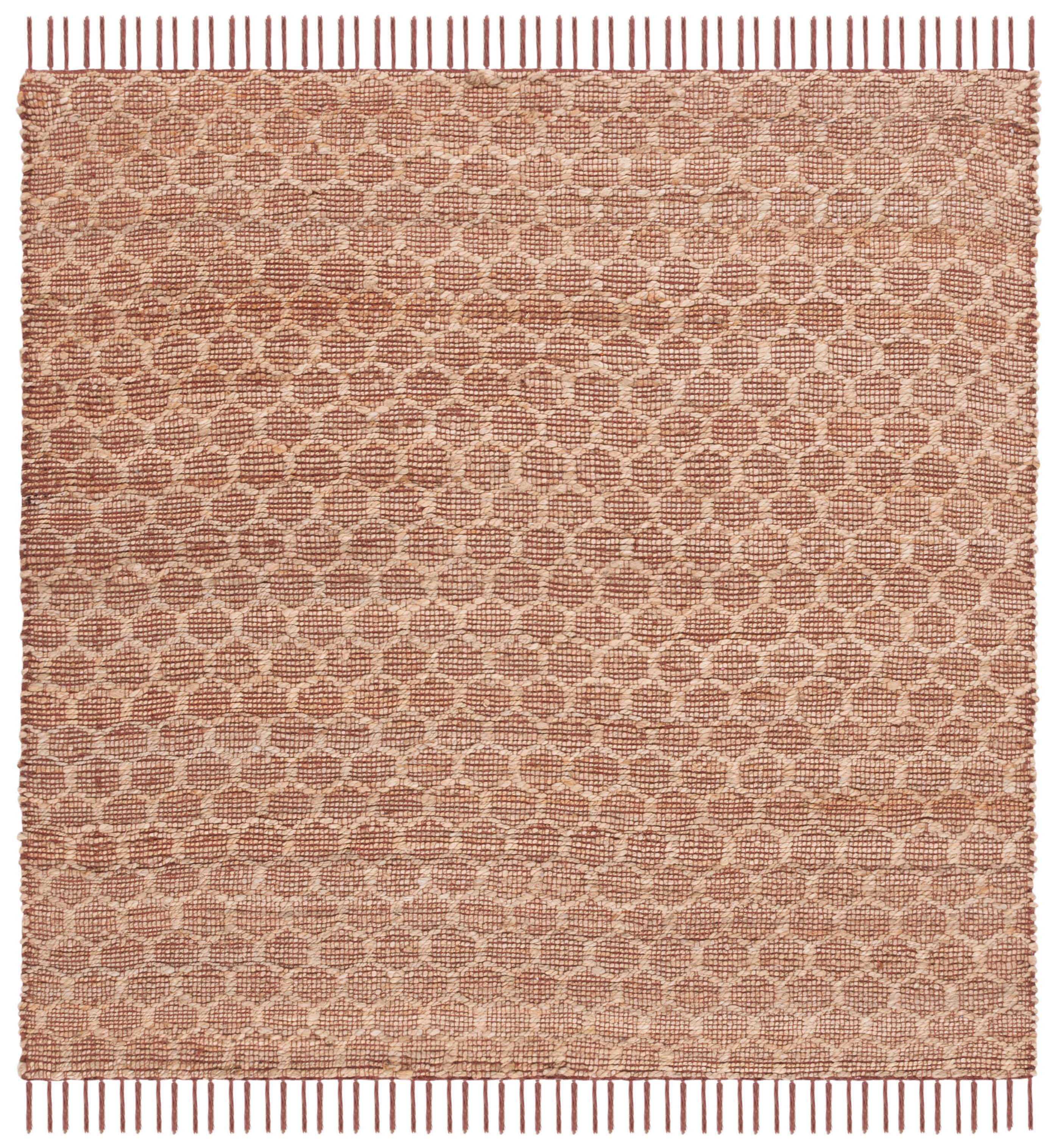 SAFAVIEH Cape Cod Fallon Geometric Area Rug, Rust/Natural, 6' x 6' Square