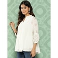 thumbnail image 4 of Janasya Women's White Cotton Schiffli A-Line Top, 4 of 6