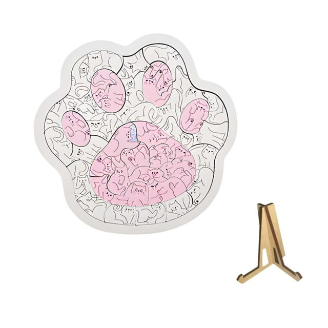 Rompecabezas de madera para adultos, rompecabezas de animales, adorno decorativo, juego familiar creativo pata de gato