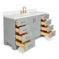 thumbnail image 6 of ARIEL 61" Grey Bathroom Vanity 1.5" Edge Pure White Quartz Countertop & Splash, Rectangular Sink, 2 Soft Closing Doors, 9 Full Extension Dovetail Drawers, Brushed Nickel, 6 of 9