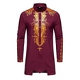 thumbnail image 5 of Ecqkame Men's Ethnic Sets 2 Piece Printed Long Sleeved Stand Collar Dashiki &Trousers Two-Piece Set for Men B-Wine XXL, 5 of 7