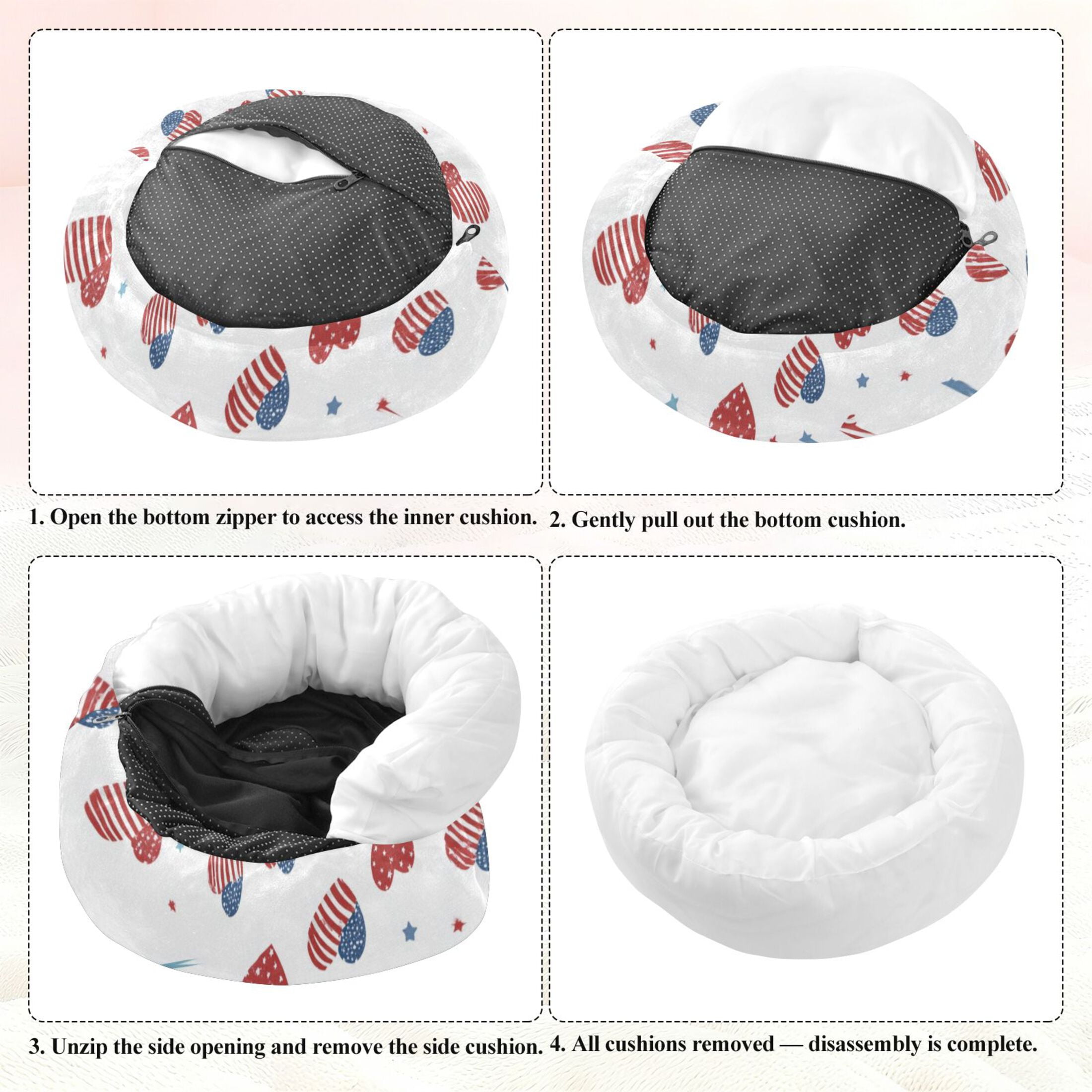 Pet Bed Pet Mat Cozy Removable & Washable Comfort For Cats And Dogs 4th Of July Theme