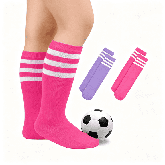 TELOLY Kids Toddler Youth Cotton Soccer Socks Soft Tube Socks Knee High Long Sport Stockings for Boys Girls Girls Soccer Socks