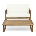 thumbnail image 1 of Noble House Belgian 2 Piece Outdoor Acacia Wood Conversation Set in Beige, 1 of 20