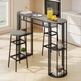 thumbnail image 2 of Gymax 60'' Long Bar Table Narrow Pub Table w/Faux Marble Tabletop & Storage Shelves Grey, 2 of 10