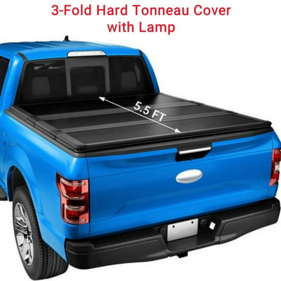 GELUOXI 5.5FT Hard Tri-Fold Tonneau Cover Truck Bed w/ Lamp for Ford F-150 2015-2025 Waterproof
