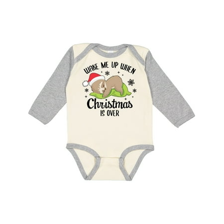 

Inktastic Wake me up when Christmas is Over with Cute Sloth Gift Baby Boy or Baby Girl Long Sleeve Bodysuit
