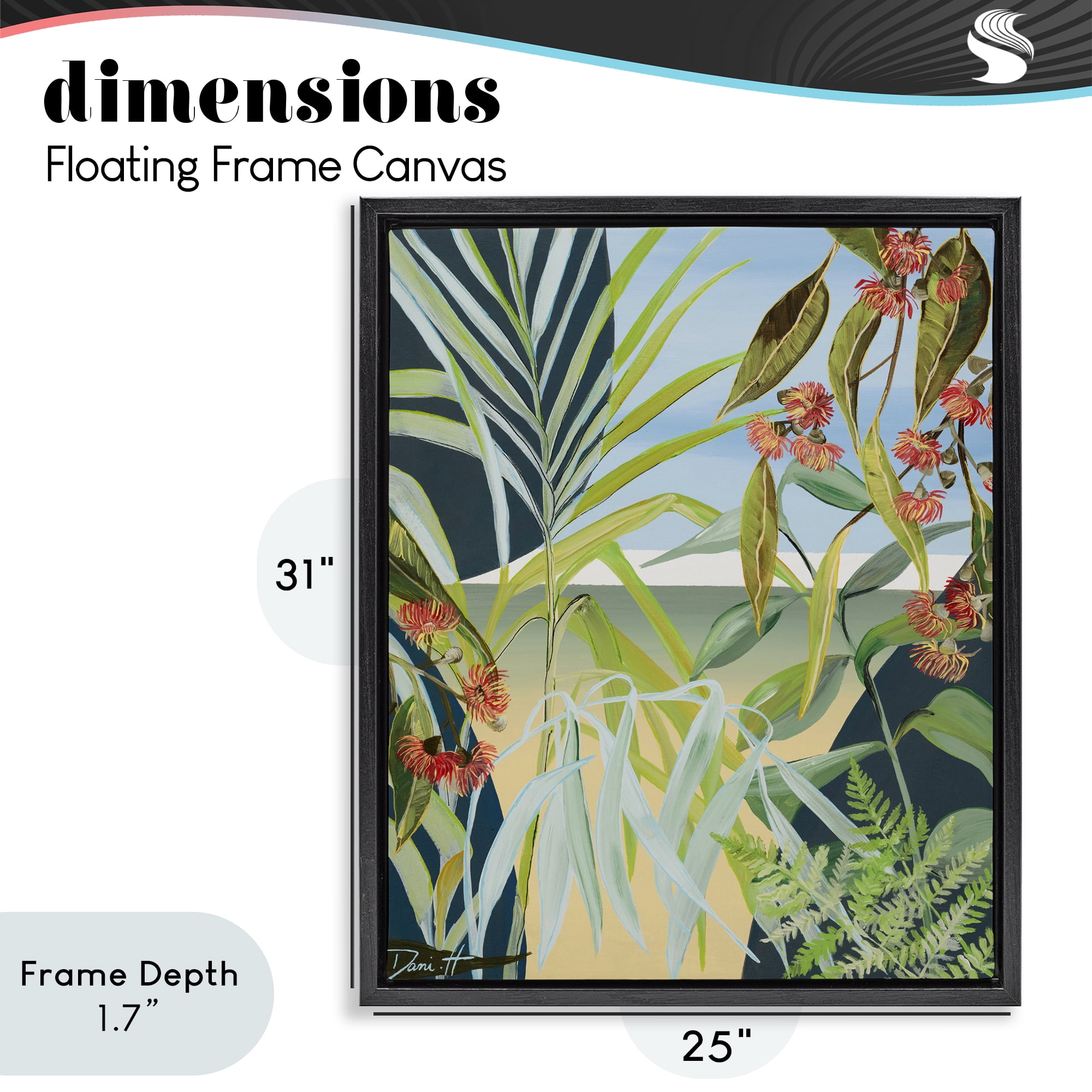 Stupell Industries Coastal Morning Leaves Black Framed Floater Canvas Wall Art, design by Dani Heyward