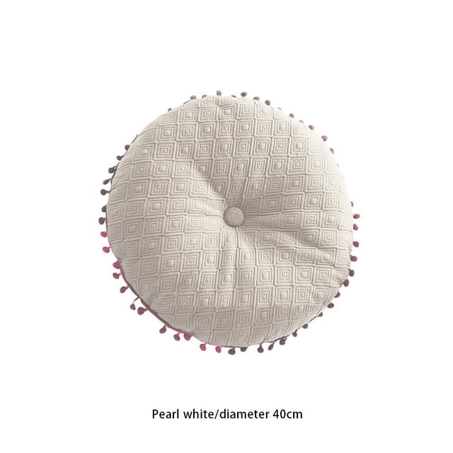 serony Coussin Rond pour Canapé Chaise Sol Fenêtre Lit Coussin à Franges Style Nordique Intérieur Maison Chambre Bonne Résilience Blanc