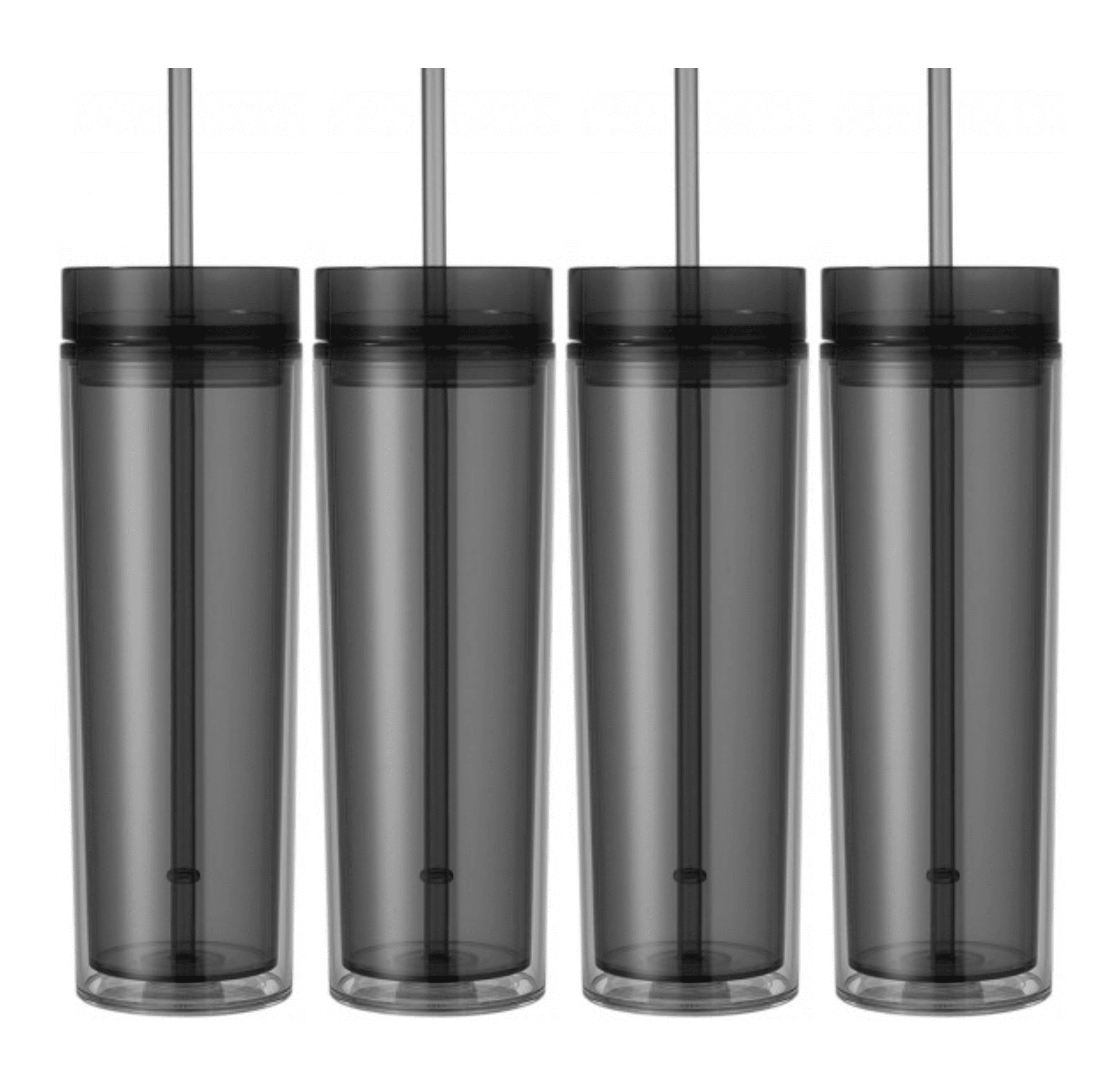 Unique Bargains Matte Style Double Wall Acrylic Straw Tumbler With Lid Apricot - View #9