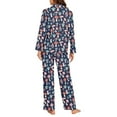 thumbnail image 6 of DISNIMO Mushroom Print Womens Pajama Sets 2 Piece Long Sets Long Sleeve Sleepwear with Matching Pajama Pants Casual Loose Lounge Set with Pocket Button Down Loungewear Nightwear, L, 6 of 7