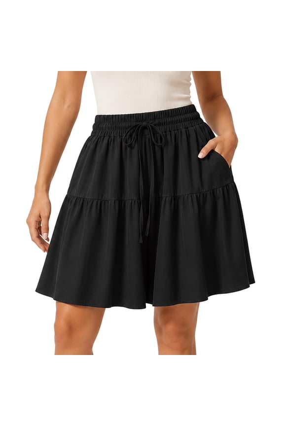Flowy Shorts - Women's Lightweight Stretch Comfy Flowy Shorts, High Waisted Loose Fit Bermuda for Summer